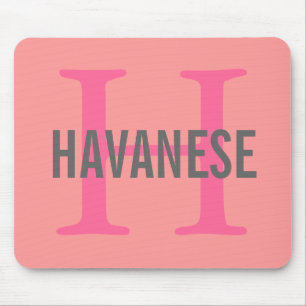 Havaneseの品種モノグラムのデザイン マウスパッド