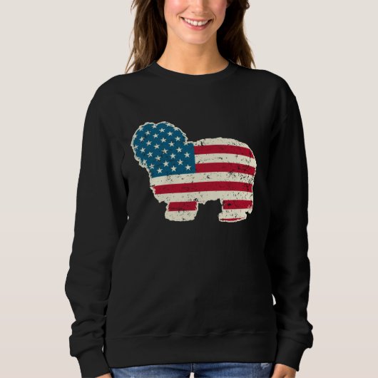 Havanese 4th of July Men Women USA American Flag D スウェットシャツ (正面)