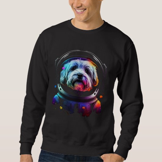 Havanese Astronaut Dog in Outer Space Cosmic Grap スウェットシャツ (正面)