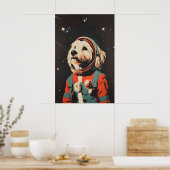 Havanese Astronaut Poster, Havanese Retro Print ポスター (キッチン)