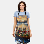 Havanese Christmas Boat Holiday エプロン (着用した状態)