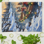 Havanese Christmas Boat Holiday キッチンタオル (折り畳み)