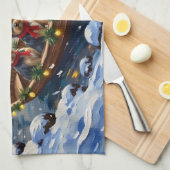 Havanese Christmas Boat Holiday キッチンタオル (四つ折り)