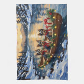 Havanese Christmas Boat Holiday キッチンタオル (縦)