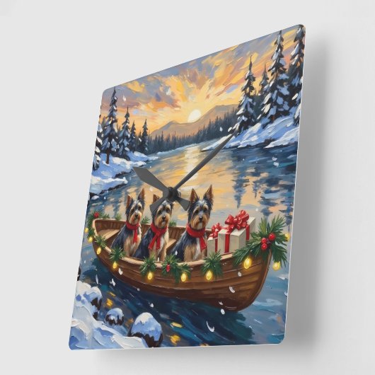 Havanese Christmas Boat Holiday スクエア壁時計 (傾斜)