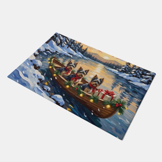 Havanese Christmas Boat Holiday ドアマット (アングル)