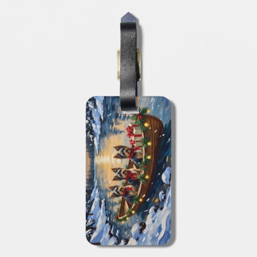 Havanese Christmas Boat Holiday ラゲッジタグ (裏面縦)