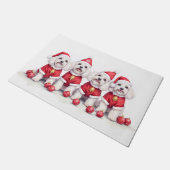 Havanese Christmas Dress Santa Hat ドアマット (アングル)