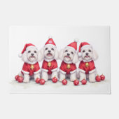 Havanese Christmas Dress Santa Hat ドアマット (正面)