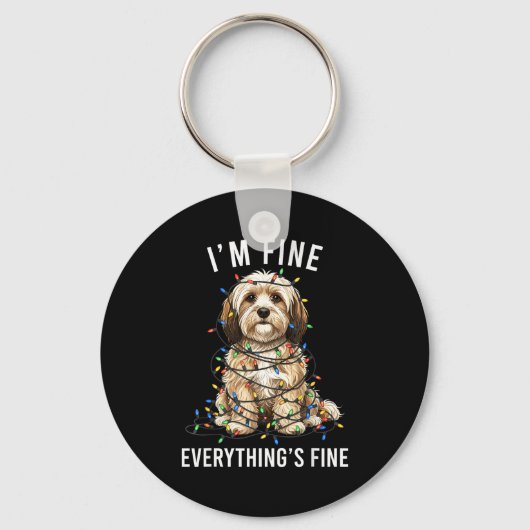 Havanese Christmas I'm Fine Everything Is Fine キーホルダー (正面)