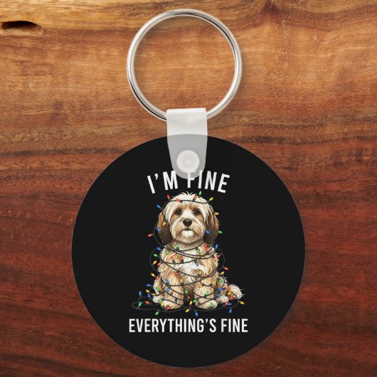 Havanese Christmas I'm Fine Everything Is Fine  キーホルダー (正面)