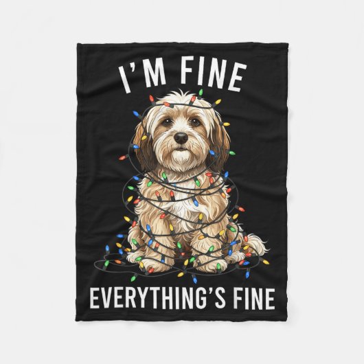 Havanese Christmas I'm Fine Everything Is Fine  フリースブランケット (正面)