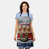 Havanese Christmas Red Truck Holiday エプロン (着用した状態)