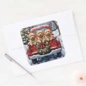 Havanese Christmas Red Truck Holiday スクエアシール (封筒)