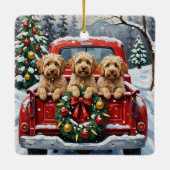Havanese Christmas Red Truck Holiday セラミックオーナメント (裏面)