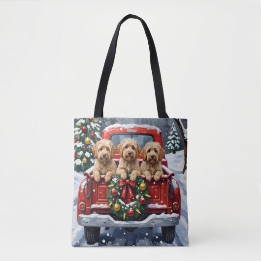 Havanese Christmas Red Truck Holiday トートバッグ (正面)