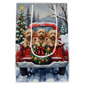Havanese Christmas Red Truck Holiday ミディアムペーパーバッグ (裏面)