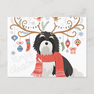 Havanese Christmas Reindeer Dog Premium ポストカード