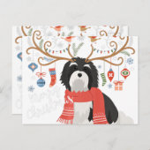 Havanese Christmas Reindeer Dog Premium ポストカード (正面/裏面)