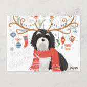 Havanese Christmas Reindeer Dog Premium ポストカード (裏面)