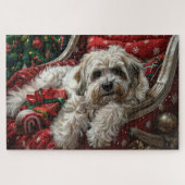 Havanese Dog Christmas Festive ジグソーパズル (横)