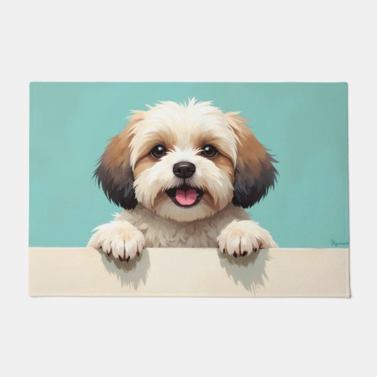 Havanese Dog Doormat Art ドアマット (正面)