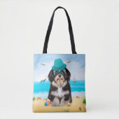 Havanese Dog on Beach トートバッグ (正面)