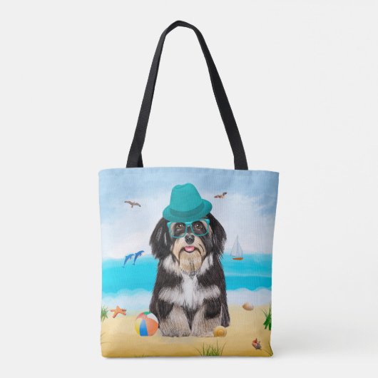 Havanese Dog on Beach トートバッグ (裏面)