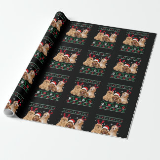 Havanese Dog Reindeer lights UGLY Christmas Pajama ラッピングペーパー