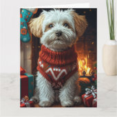 Havanese Dog With Christmas Gifts  カード (正面)