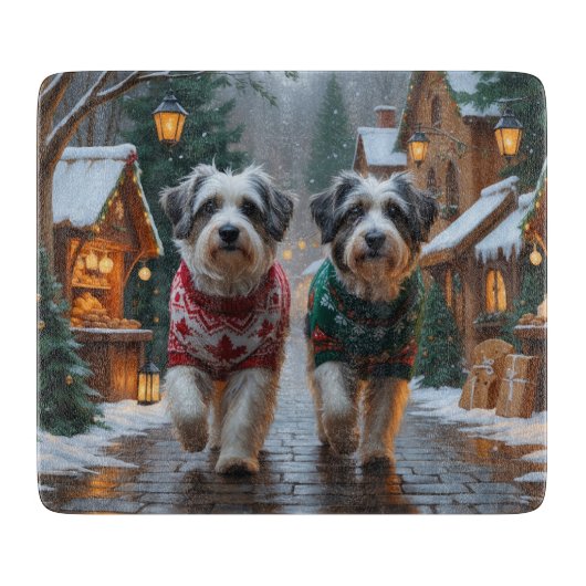Havanese Dogs Christmas Snow Holiday カッティングボード (正面)