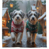 Havanese Dogs Christmas Snow Holiday  シャワーカーテン (正面)