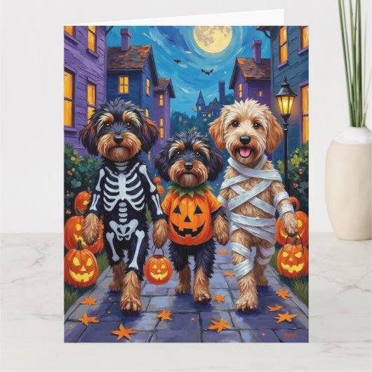 Havanese Dogs Trick-or-Treating Halloween Costumes カード (正面)