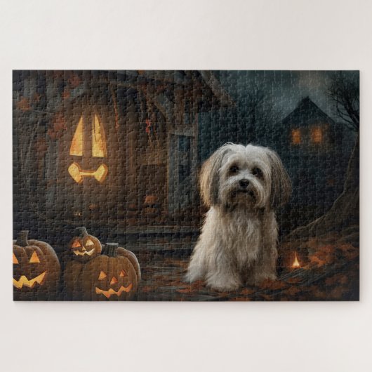 Havanese Halloween Scary ジグソーパズル (横)