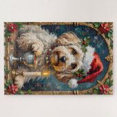 Havanese Illuminated Manuscript Christmas Hat ジグソーパズル (横)