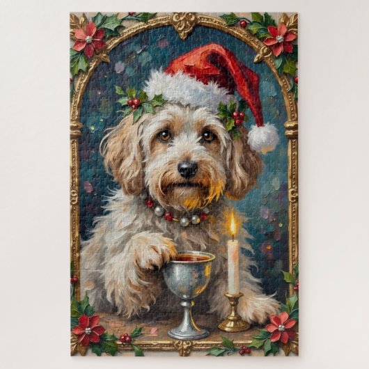 Havanese Illuminated Manuscript Christmas Hat ジグソーパズル (縦)