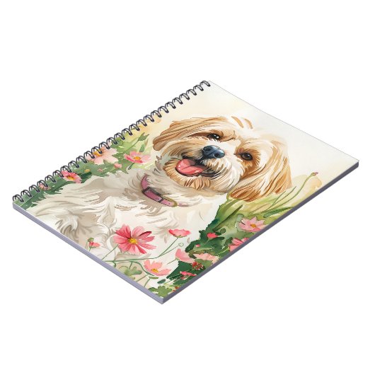 Havanese Journal - Water Color Dog Notebook ノートブック (左側)