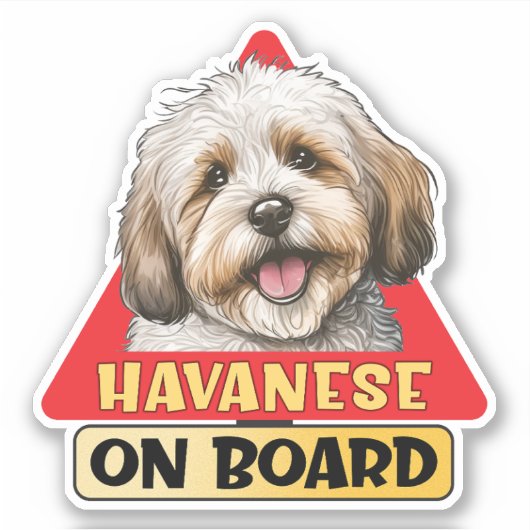 Havanese On Board Cuban Bichon Dog Red Road Sign シール (正面)