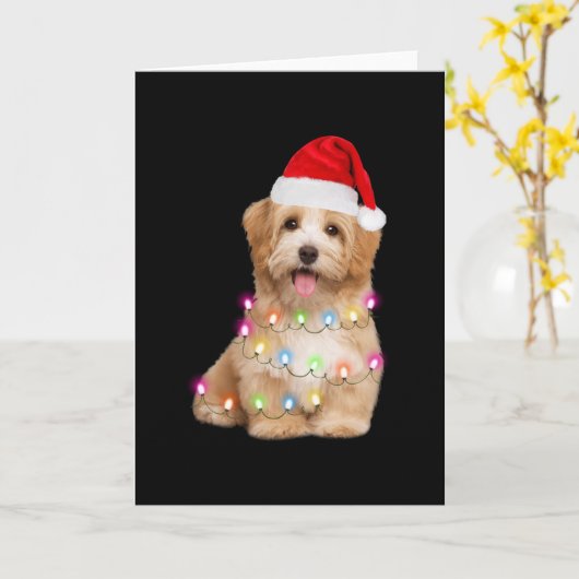 Havanese puppy christmas gift for her カード (黄色い花)