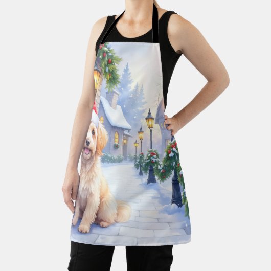 Havanese Snowy Village Walk Santa Hat Christmas エプロン (インサイチュ)