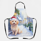 Havanese Snowy Village Walk Santa Hat Christmas エプロン (正面)