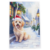 Havanese Snowy Village Walk Santa Hat Christmas ミディアムペーパーバッグ (正面)