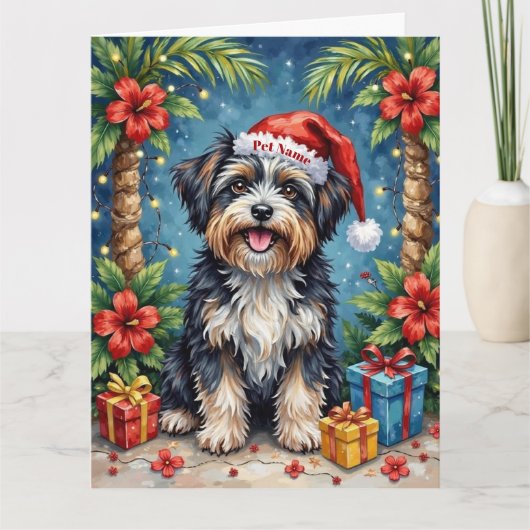 Havanese Tropical Christmas Night Hat カード (正面)