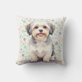 Havanese Watercolor Confetti Dash Art クッション (正面)