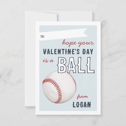 "Have a Ball" Baseball Valentine's Day Card 招待状 (正面)