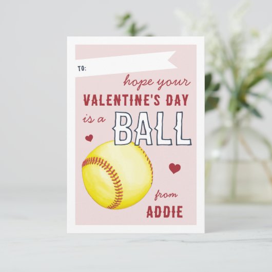 "Have a Ball" Softball Valentine's Day Card 招待状 (スタンド正面)