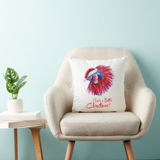 Have a Betta Christmas Funny Santa Fish Lover Pun  クッション (椅子)