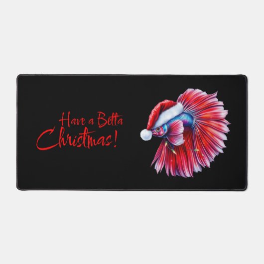 Have a Betta Christmas Funny Santa Fish Lover Pun デスクマット (正面)