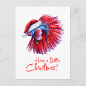 Have a Betta Christmas Funny Santa Fish Lover Pun  ポストカード (正面)