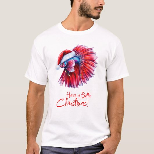 Have a Betta Christmas Funny Santa Fish Lover Pun  Tシャツ (正面)